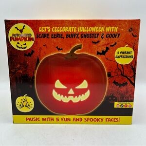 Halloween LED Pumpkin w/Speakers,Halloween Music 5-Fun & Spooky Faces 7.5x8.5”